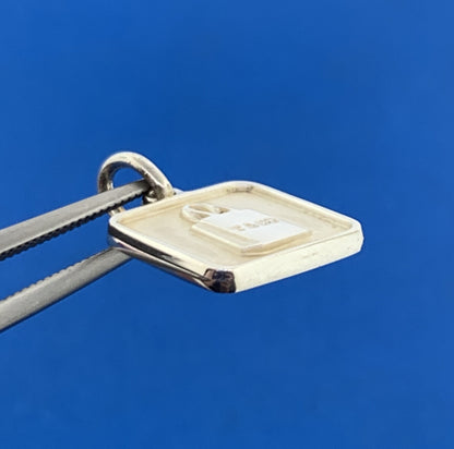 Tiffany & Co 925 Sterling Silver Square Disc T&Co Shopping Bag Charm Pendant