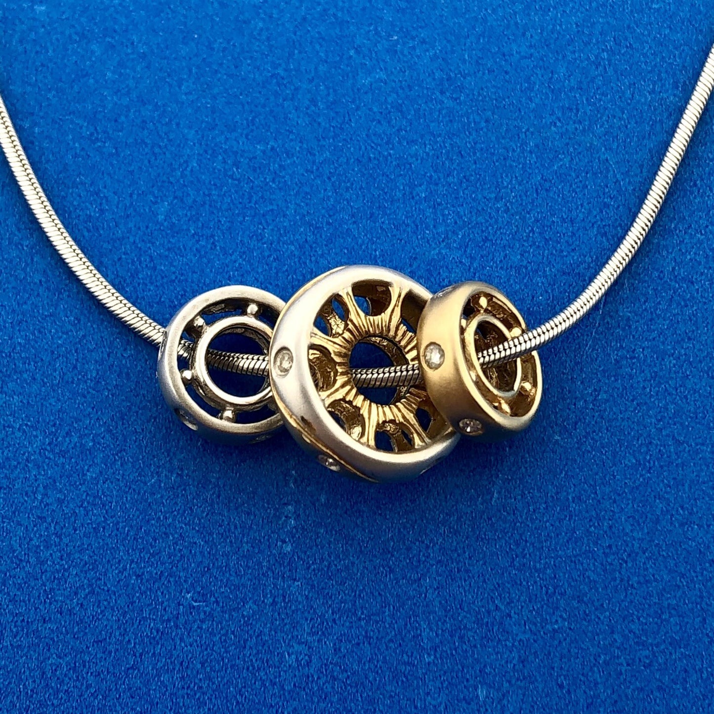 Balestra Designer 14K Yellow White Gold Diamond Artisan Modernist Necklace