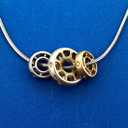 Balestra Designer 14K Yellow White Gold Diamond Artisan Modernist Necklace