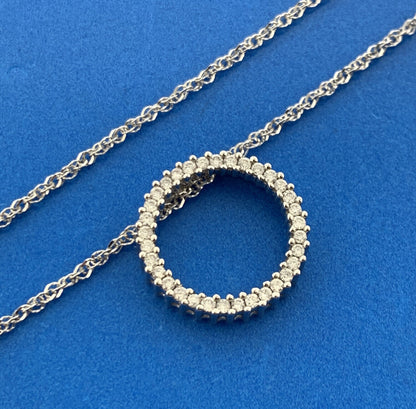 Designer 14K White Gold Diamond Infinity Eternity Anniversary Pendant Necklace