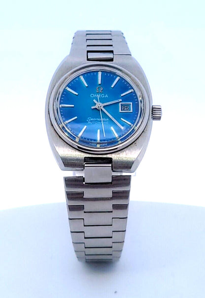 Omega Seamaster Automatic Date Stainless Steel 27mm Blue Dial Vintage Watch