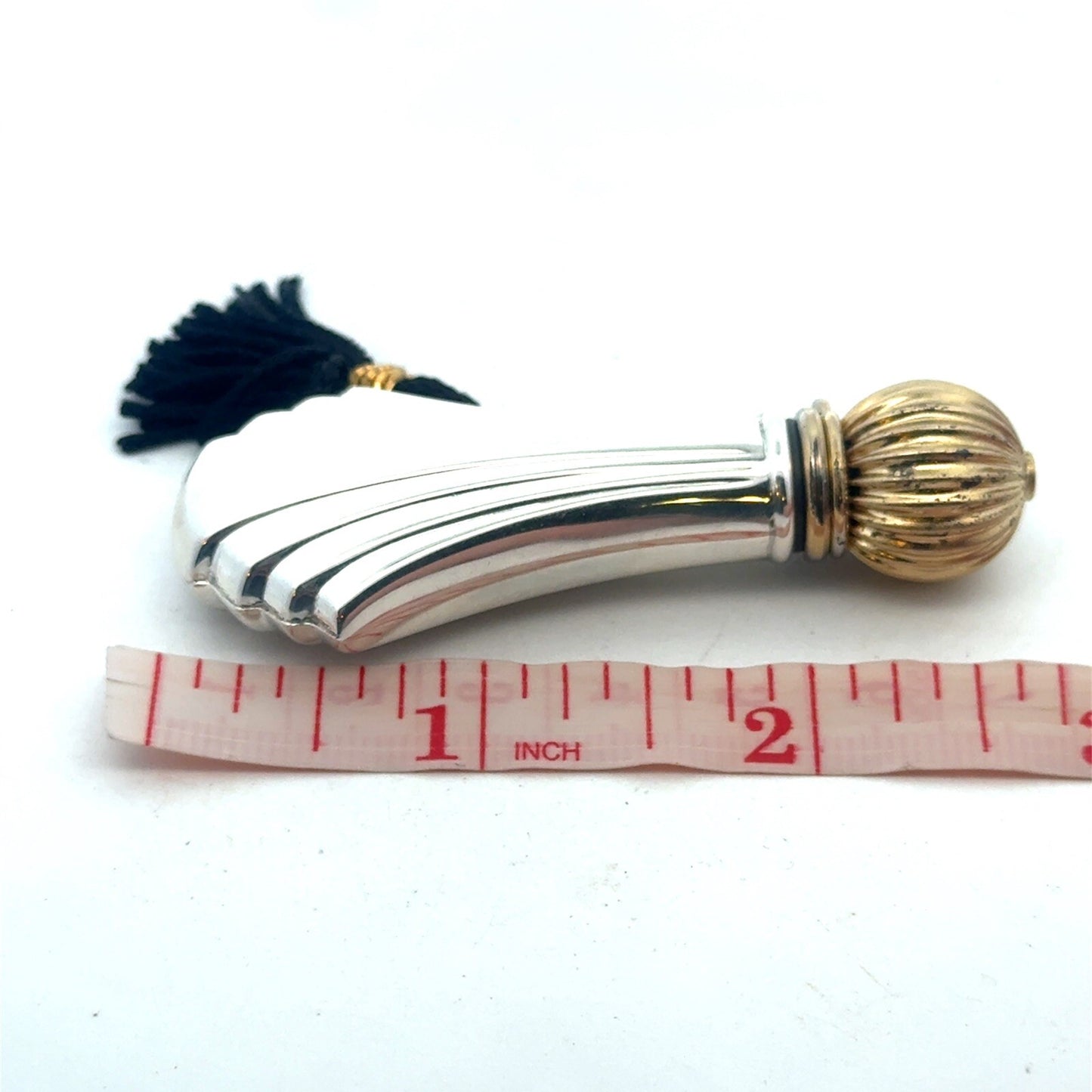 Vtg Towle Sterling Silver Gold Vermeil Tassel Perfume Oil Purse Vanity Bottle