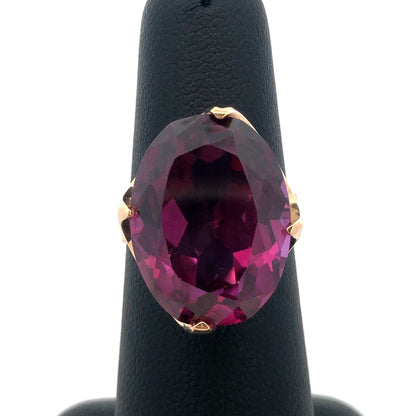 14K Yellow Gold Lab Created Oval Purple Sapphire Statement Cocktail Ring