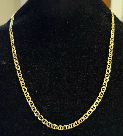 Designer YGI Italy 925 Sterling Silver Gold Vermeil Mariners Link Chain Necklace
