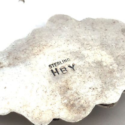 Harry B Yazzie Navajo Sterling Silver Turquoise Squash Blossom Slave Bracelet