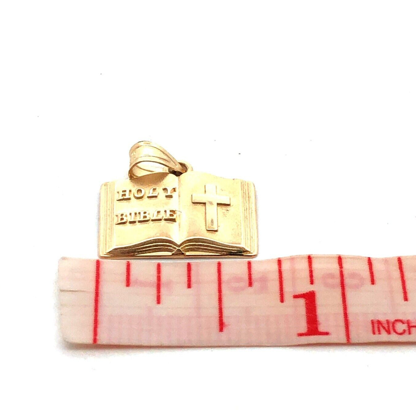 Designer Michael Anthony 14K Yellow Gold Cross Holy Bible Open Book Pendant