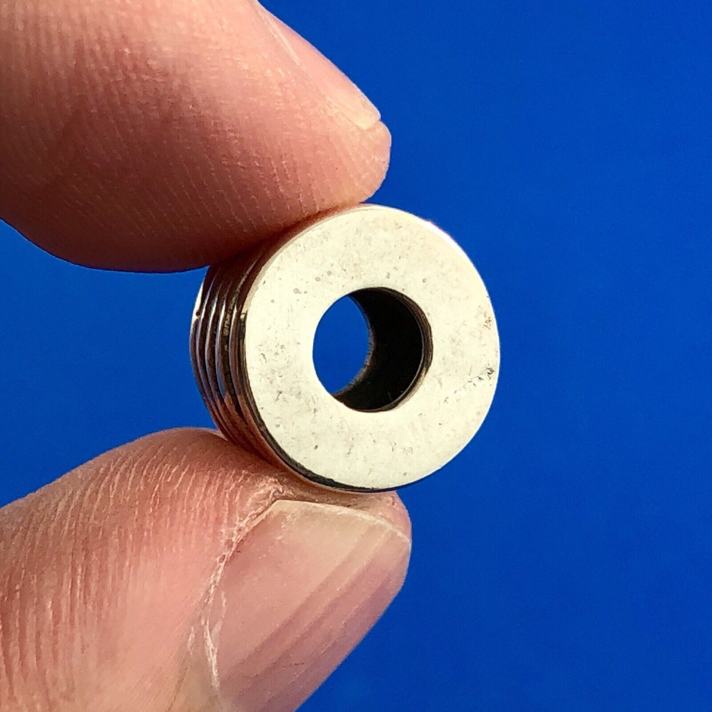 Designer SI 925 Sterling Silver Stacked Disc Tire Slide Bracelet Spacer Charm