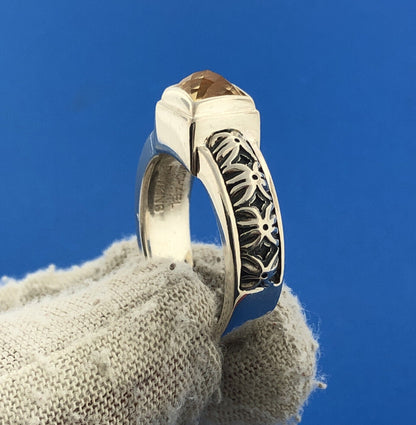 Designer Michael Dawkins Sterling Silver 925 Faceted Lemon Quartz Ring Size 8