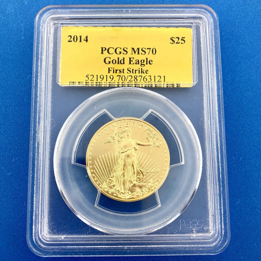 2014 $25 Gold 1/2 OZ PCGS MS70 First Strike Gold American Eagle Rare Label
