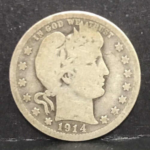 1914 P Silver Barber Quarter Better Key Date Philadelphia Coin Rare Scarce