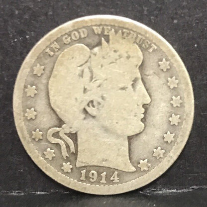 1914 P Silver Barber Quarter Better Key Date Philadelphia Coin Rare Scarce