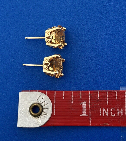 14K Yellow Gold Citrine November Anniversary Occasion Statement Stud Earrings