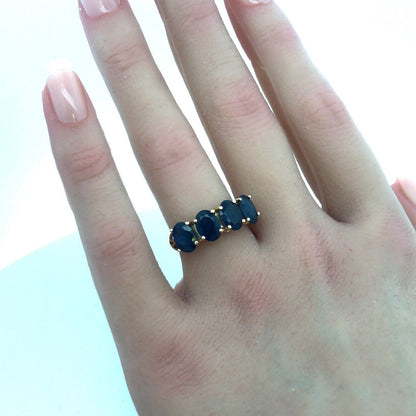 10k Yellow Gold 4 Carat Sapphire Ring