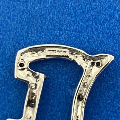 Designer 10K White Gold Black Diamond Scottish Terrier Dog Necklace NEW W/TAG