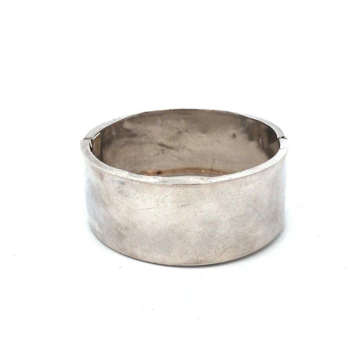 Vintage 925 Sterling Silver Wide Bird Nature Detail Hinged Cuff Bracelet