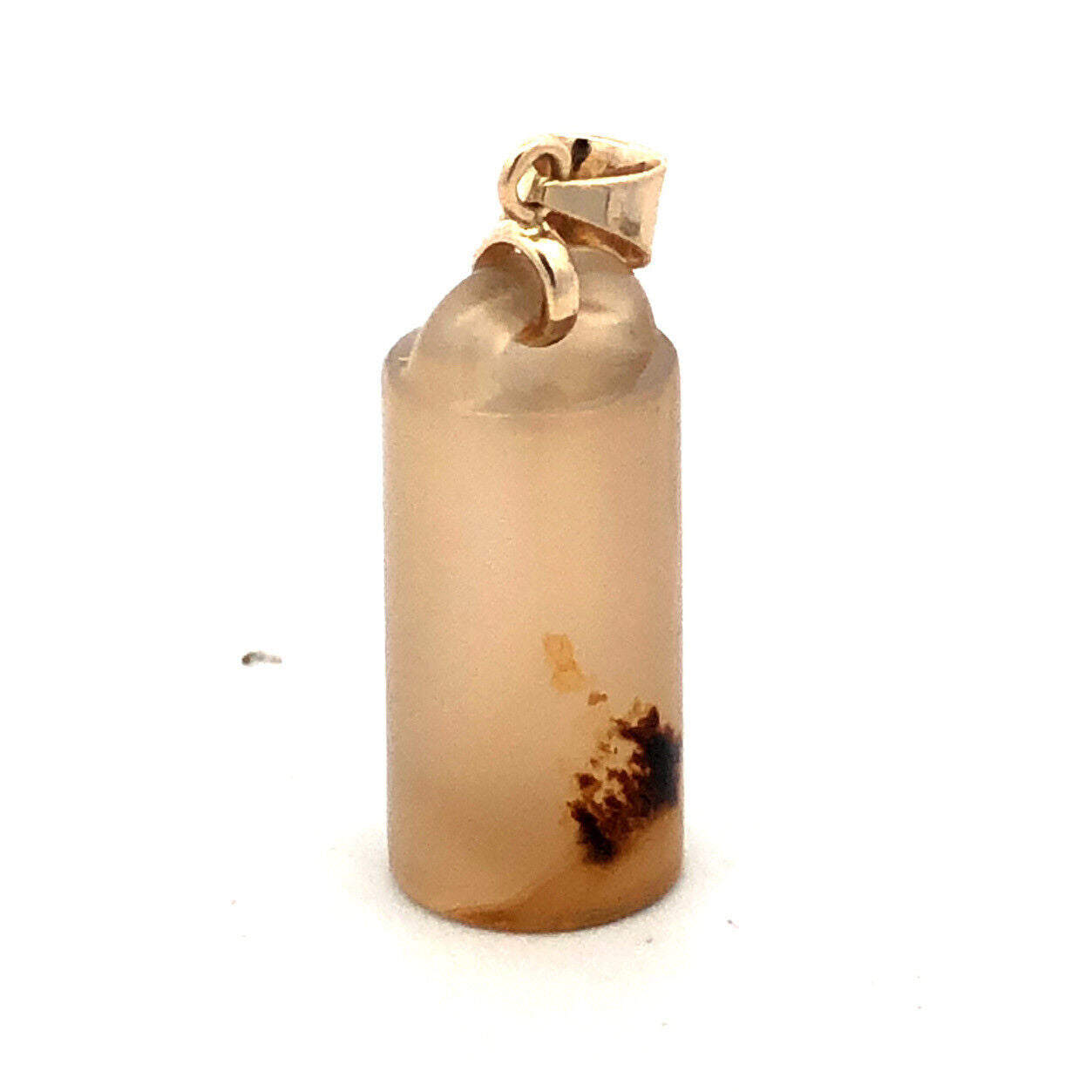 Vintage 14K Yellow Gold Reticulated Quartz Carved Chinese Chop Stamp Pendant