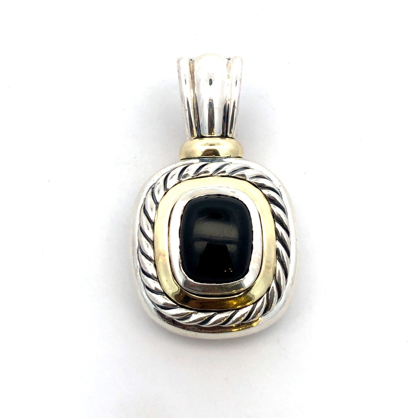 David Yurman 925 Sterling Silver 14K Gold Black Onyx Albion Enhancer Pendant