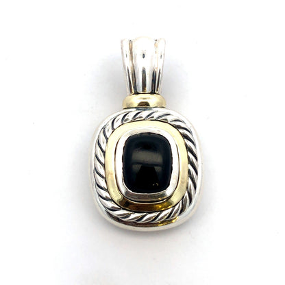 David Yurman 925 Sterling Silver 14K Gold Black Onyx Albion Enhancer Pendant