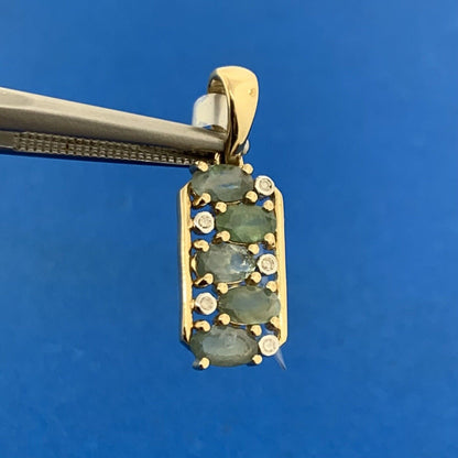 9K Yellow Gold Gemstone Diamond Accented NWT Pendant
