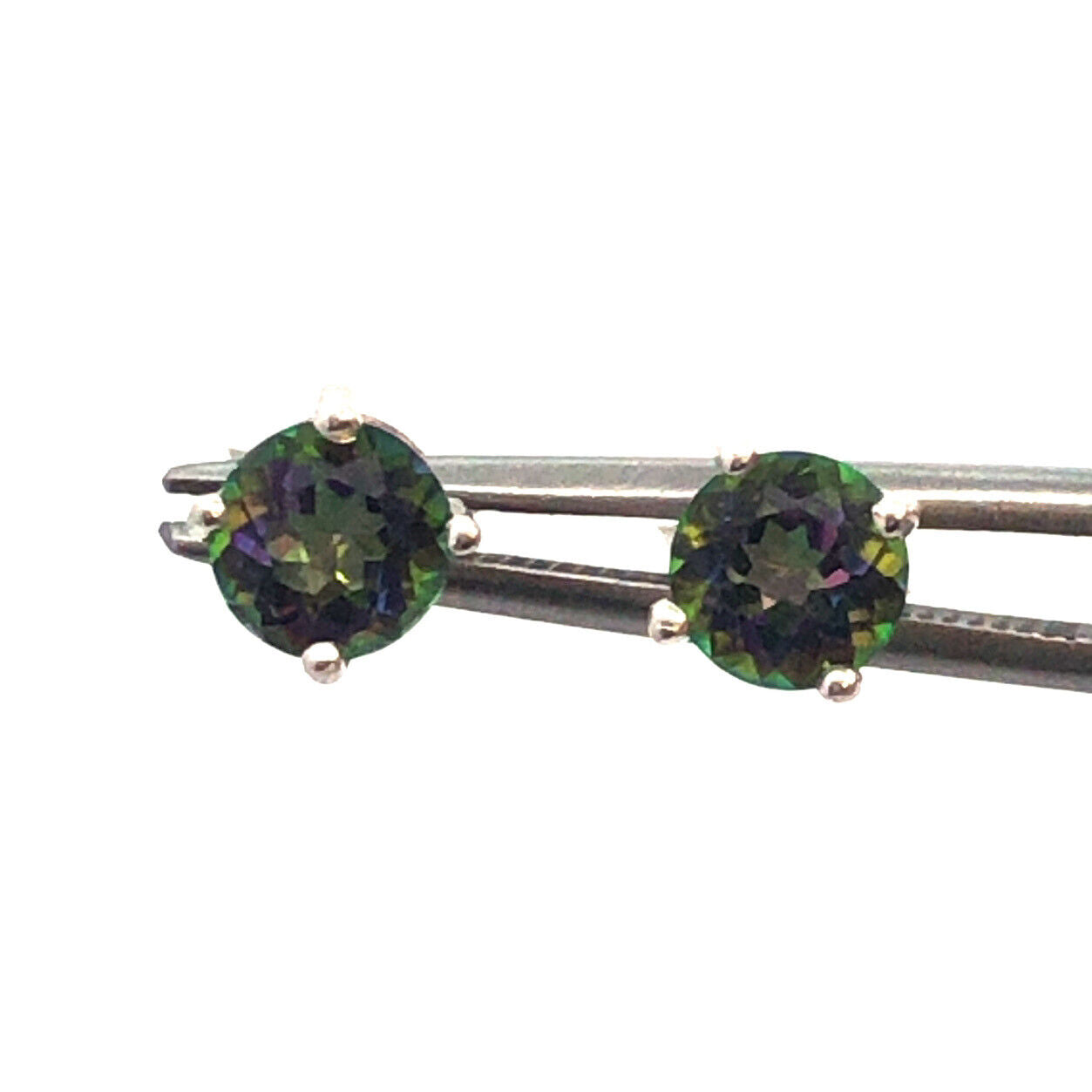 925 Sterling Silver Round Mystic Topaz 5mm Stud Earrings