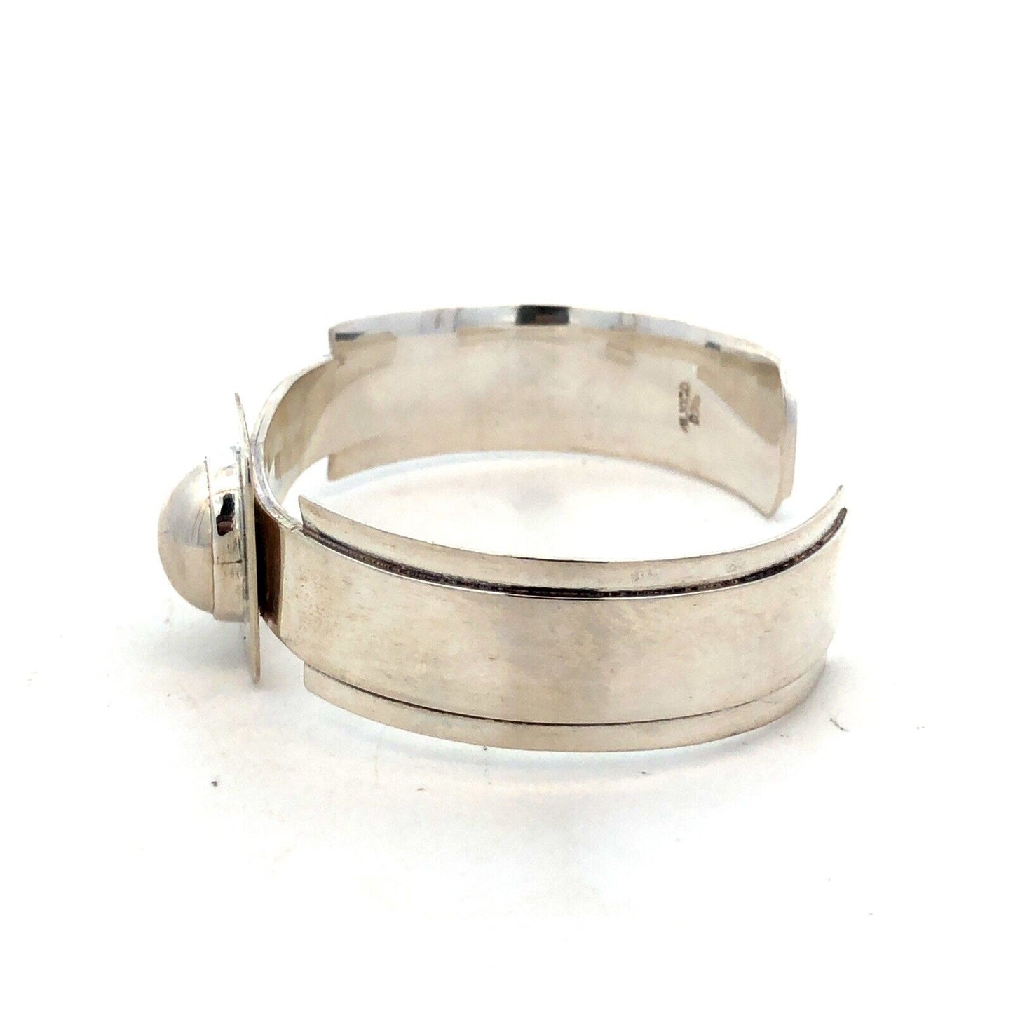 Vintage Mexico 925 Sterling Silver Modernist Open Back Cuff Bracelet