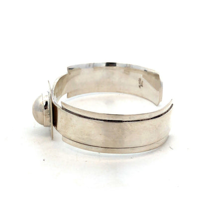 Vintage Mexico 925 Sterling Silver Modernist Open Back Cuff Bracelet