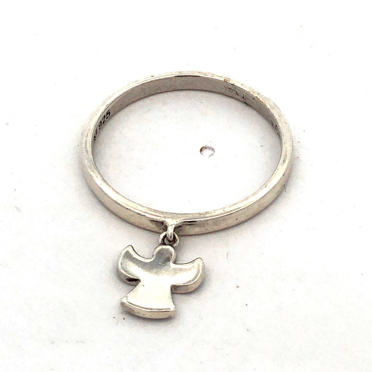 Designer Michael Anthony 925 Sterling Silver Blue Opal Angel Charm Band Ring