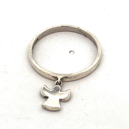 Designer Michael Anthony 925 Sterling Silver Blue Opal Angel Charm Band Ring