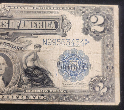 1899 $2 Blue Seal "Mini-Porthole" Speelman/White Silver Certificate Bank Note
