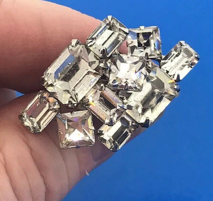 Runway Quality Silver Tone Crystal Rhinestone Bridal Wedding Screw Back Earrings