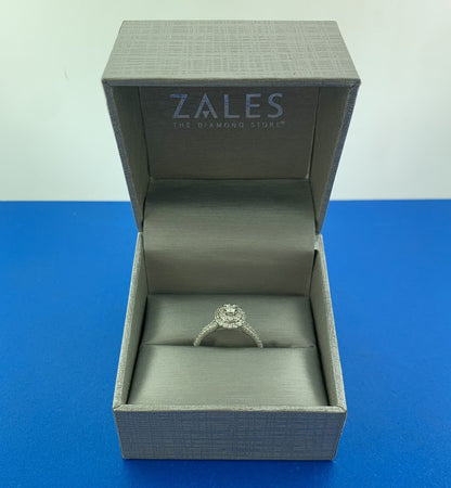 Zales 10K White Gold Diamond Solitaire Double Halo Accented Engagement Ring