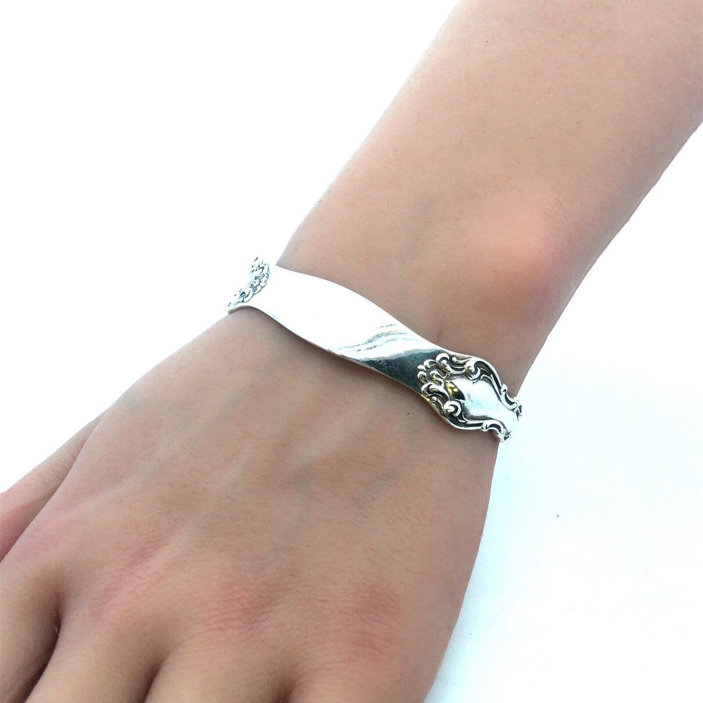 Vintage Reed & Barton 925 Sterling Silver Spoon Handle Open Cuff Bracelet