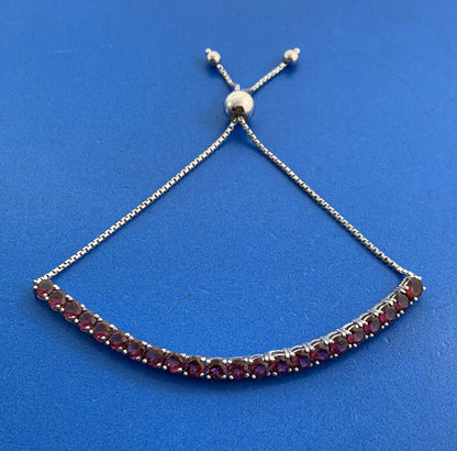 Designer BBJ 925 Sterling Silver Pink Tourmaline Lariat Style Tennis Bracelet