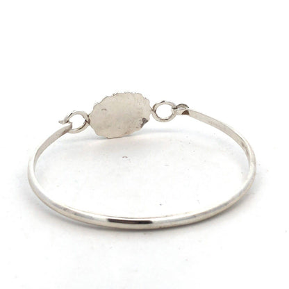 TAXCO Mexico 925 Sterling Silver Brecciated Jasper Cabochon Hook Bangle Bracelet