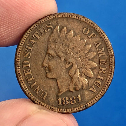 1881 Indian Head One Cent Penny Type 3 Bronze Better Key Philadelphia Coin
