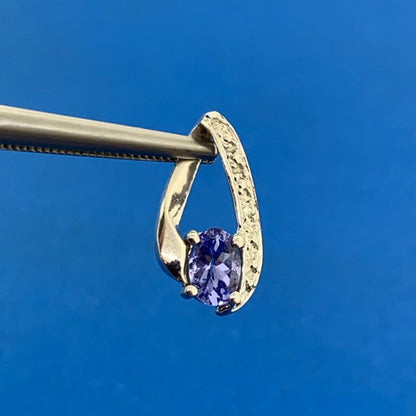 Designer 14K White Gold Oval Tanzanite Round Diamond Accented Pendant