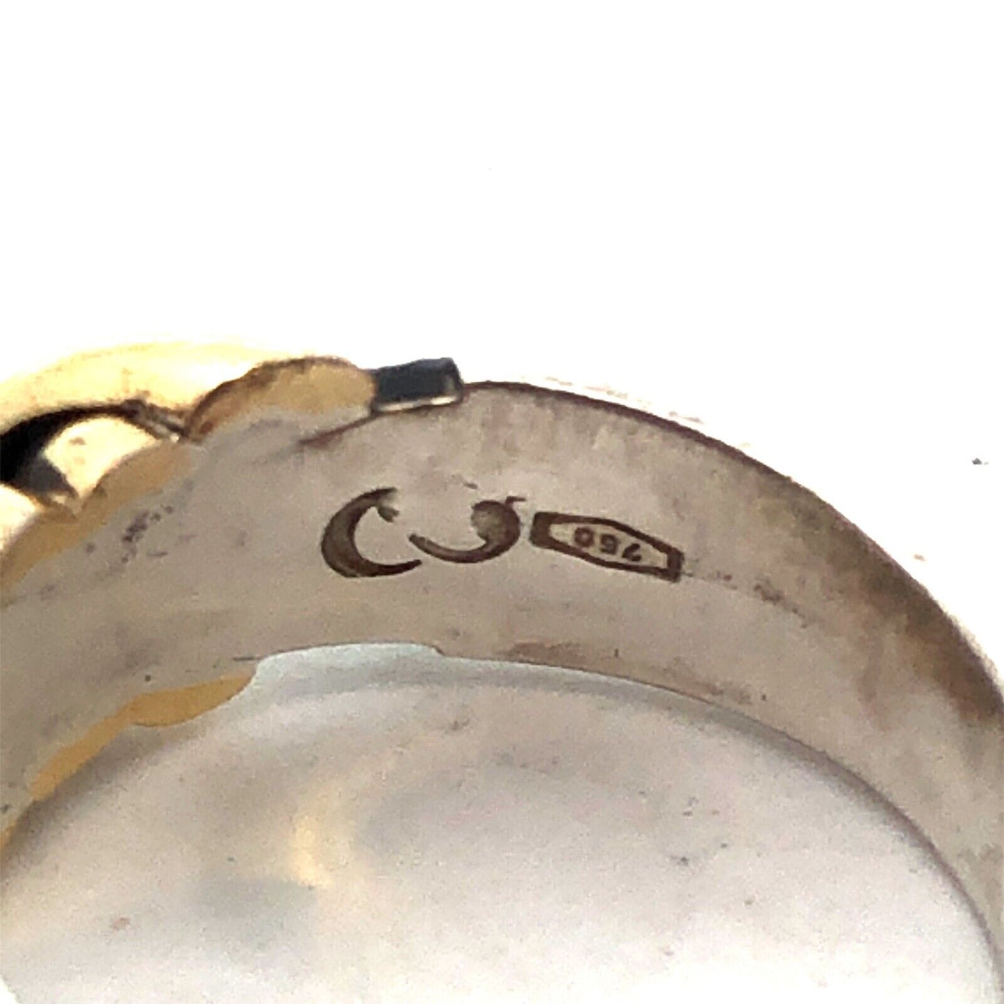 Designer Italy 925 Sterling Silver 18K Yellow Gold Two Tone Knot Twist Band Ring