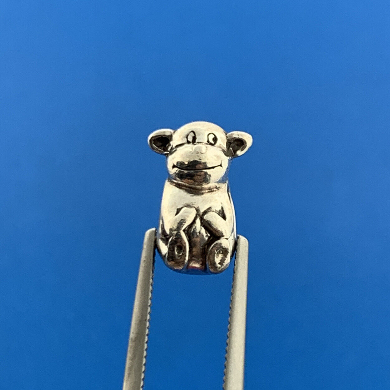 Retired Chamilia 925 Sterling Silver Sitting Monkey Bracelet Slide Charm