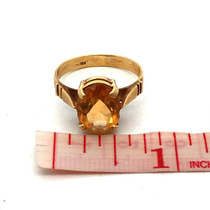 Estate 18K Yellow Gold Oval Citrine November Anniversary Statement Ring