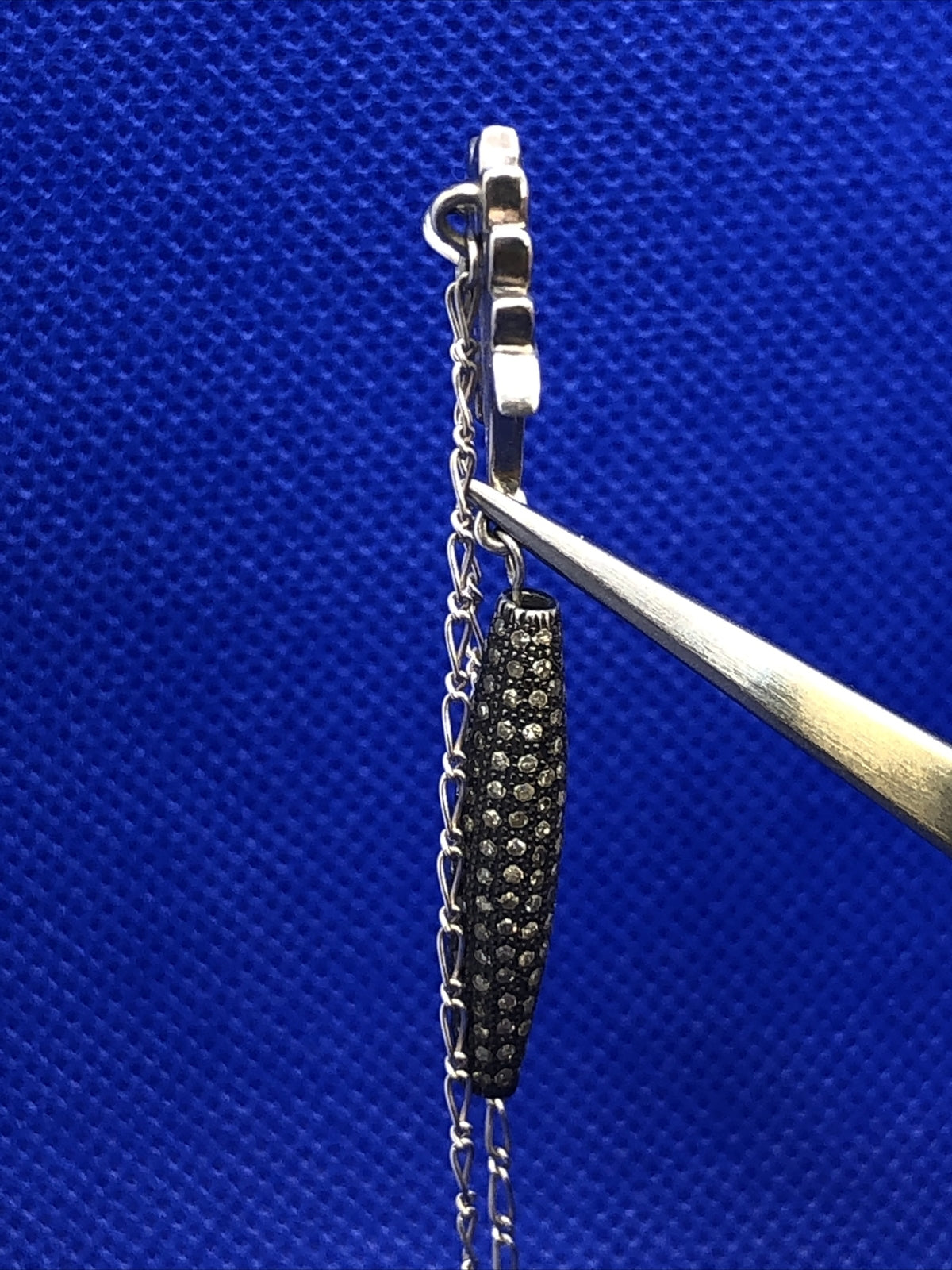 Designer Mignon Faget 925 Sterling Silver Diamond Acanthus Leaf Pendant Necklace