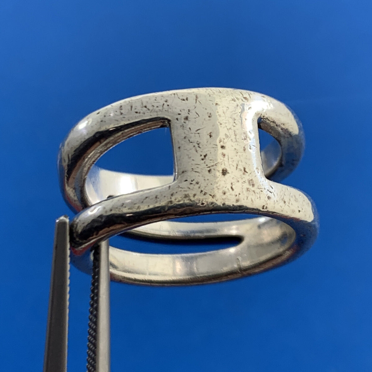 Tiffany & Co Italy 925 Sterling Silver Diagonal Infinity Wide Band Size 6.5 Ring
