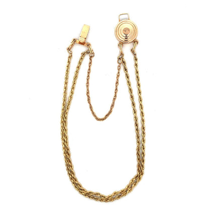 Designer KLJCI 14K Yellow Gold Two Strand Rope Chain Slide Charm Bracelet