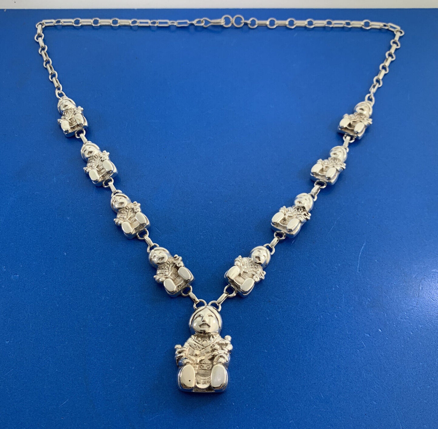 Native American Sterling Silver Mother & Child Storyteller Statement Necklace