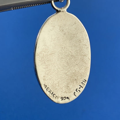 Taxco Mexico 925 Sterling Silver Storyteller Oval Disc Pendant