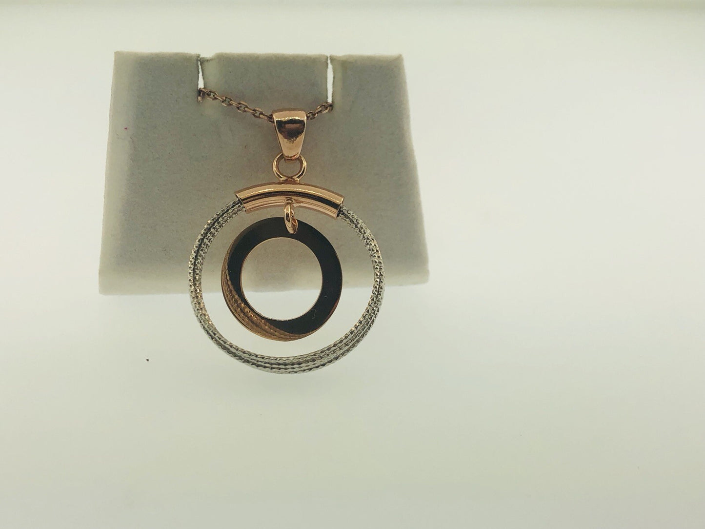 Dyadema Italy Sterling Silver Rose Wash Two Toned Life Infinity Circle Necklace