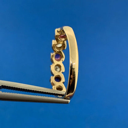 14K Yellow Gold Diamond Ruby July Birthday Wedding Anniversary Size 7 Band Ring