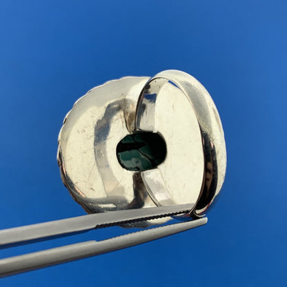 925 Sterling Silver Green Black  African Turquoise Statement Dome Ring