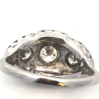 1920s Art Deco Platinum Diamond Trio Waterfall Engagement Bridal Cocktail Ring