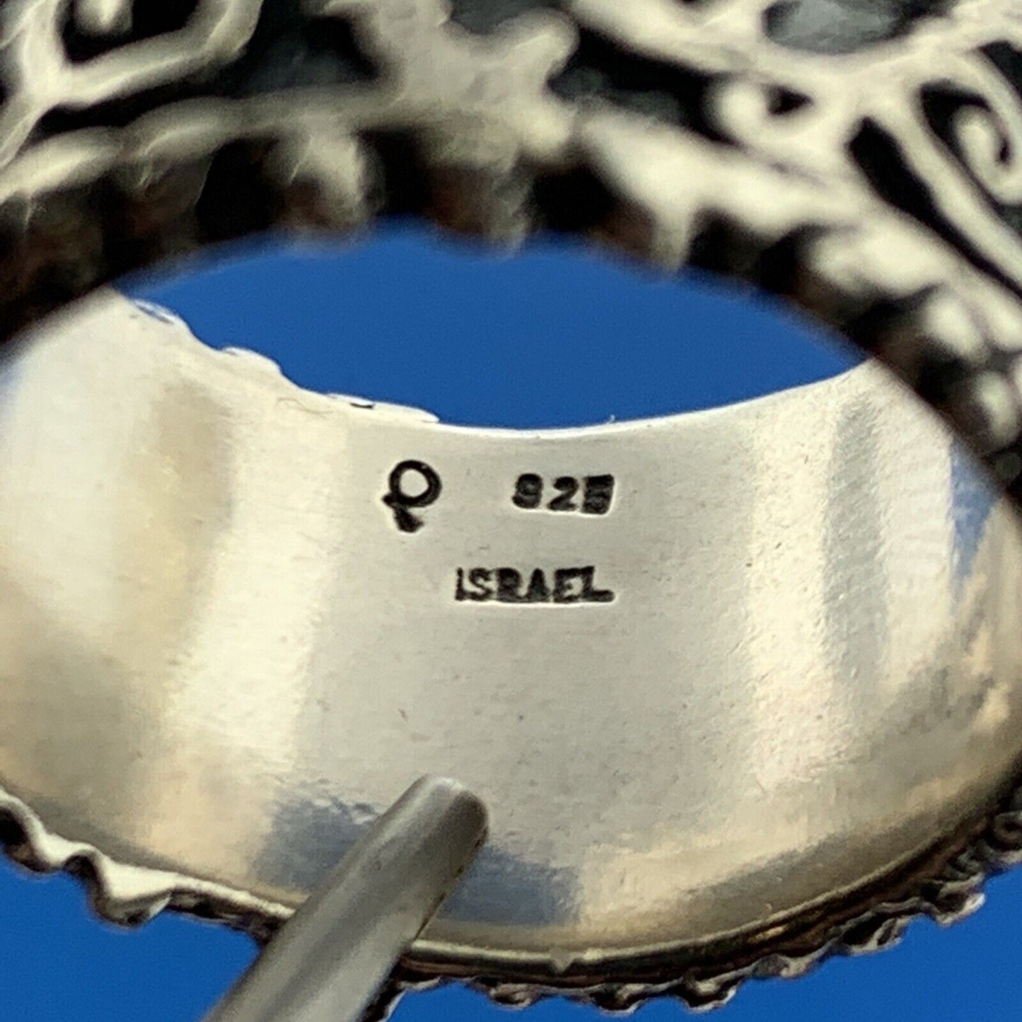 Israel Prodesso 925 Sterling Silver Leaf Vine Scroll Wide Cigar Band Ring