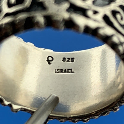 Israel Prodesso 925 Sterling Silver Leaf Vine Scroll Wide Cigar Band Ring